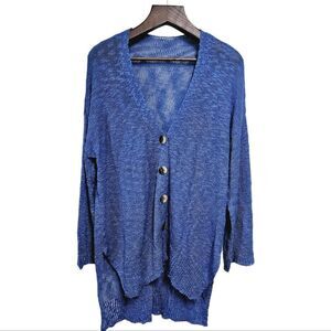 Bluish/Purple V-Neck Button-Front Knit Cardigan - 23” - 24” P2P